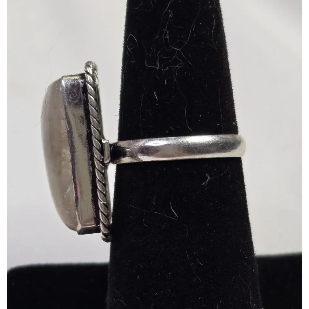 925 Sterling Silver Plt Rutilated Quartz Ring Size 6 Bezel Setting Jewelry - Picture 4 of 5
